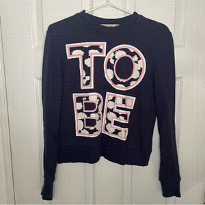 Être CÉCILE To Be Navy Crewneck Pullover Sweater Sweatshirt 100% Cotton XS